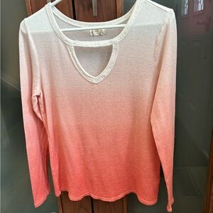 Maurices Cream and Pink Ombre Long Sleeve Top